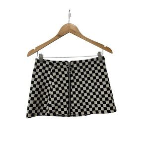 UNIF Women's Winx Mini SkirtBlack White Checkered Wool Blend Y2K Grunge Punk S